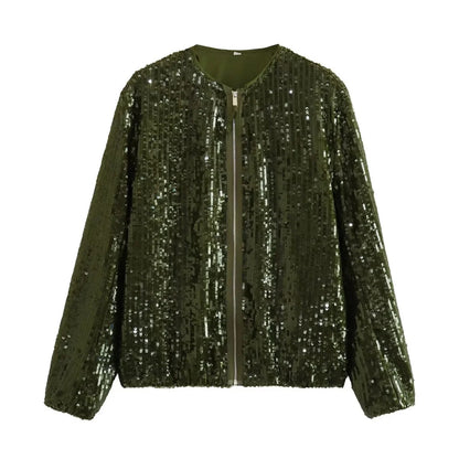 Emilia™ | Sequin-Embellished Bomber Jacket – Radiant Glamour