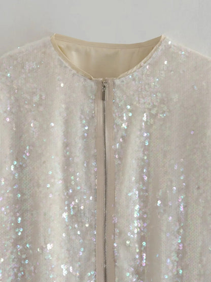 Emilia™ | Sequin-Embellished Bomber Jacket – Radiant Glamour